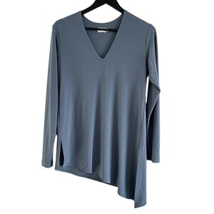 Sympli Asymmetrical Hem V-Neck Long Sleeve Top 10 Sea foam Green Stretchy